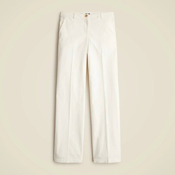 J. Crew Full Length Wide Leg Trousers Cotton Blend Ivory Size 8 NWT - Picture 2 of 11